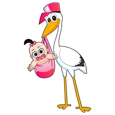 Baby Shower Stork with Baby Girl Transparent Sticker